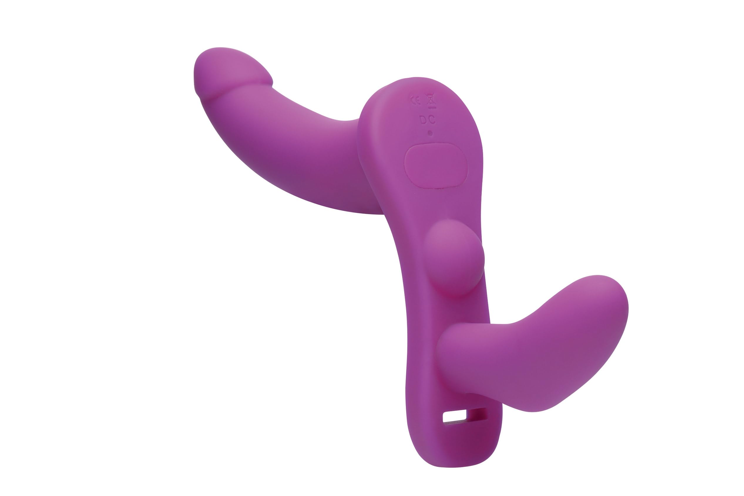 Double Take 10X Double Penetration Vibrating Strap-on Harness - Purple