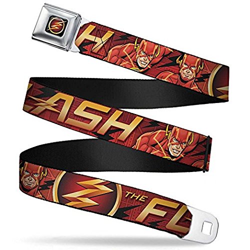 THE FLASH ACTION SEATBELT STYLE BELT OFFICIALLY LICENSED BY C9K INC MARVEL DC COMICS COSPLAY COSTUME GOTHIC LARP HALLOWEEN SUPERHERO UNISEX APPAREL ACCESSORIES FASHION STYLE MEN WOMEN