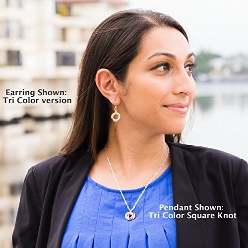 Mixed Metal Square Knot Dangle Earrings in Rose and Yellow Gold Fill