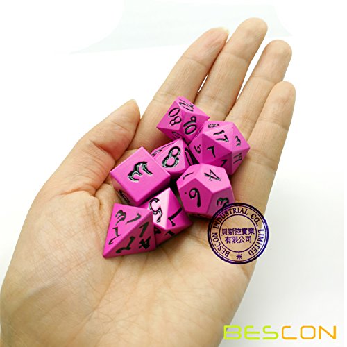 image for BESCON DICE Bescon Fresh New Solid Metal Dice Set Deep Pink,Metal RPG 