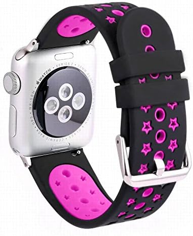 For Apple Watch Bands ,Copbis Silicone Replacement Straps and Sport Watch Wristband in two colors for Iwatch Bands (Rose+Black, 42mm)