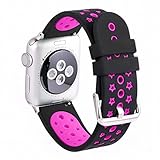 For Apple Watch Bands ,Copbis Silicone Replacement Straps and Sport Watch Wristband in two colors for Iwatch Bands (Rose+Black, 38mm)