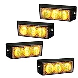 4pc LAMPHUS SolarBlast 3W LED Emergency Vehicle Truck Grille Deck Warning Light Head (Flash Mode Sync-able across Units) - AMBER