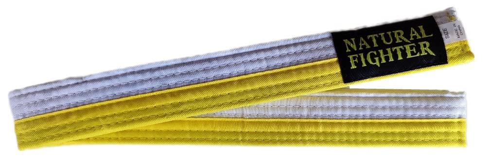 MMASPORT The Fight Evolution Karate Belt Judo Aikido Taekwondo Basic Cotton Martial Arts Belt (White/Yellow, 260)