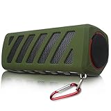 Sunshot Portable NFC Waterproof Super Bass Resonance Bluetooth Wireless Speaker With Power Bank Bluetooth CSR 4.0 Technology Compatible Outdoor Sport/ Climbing Stereo With Metal Snap Hook (Olive-green)