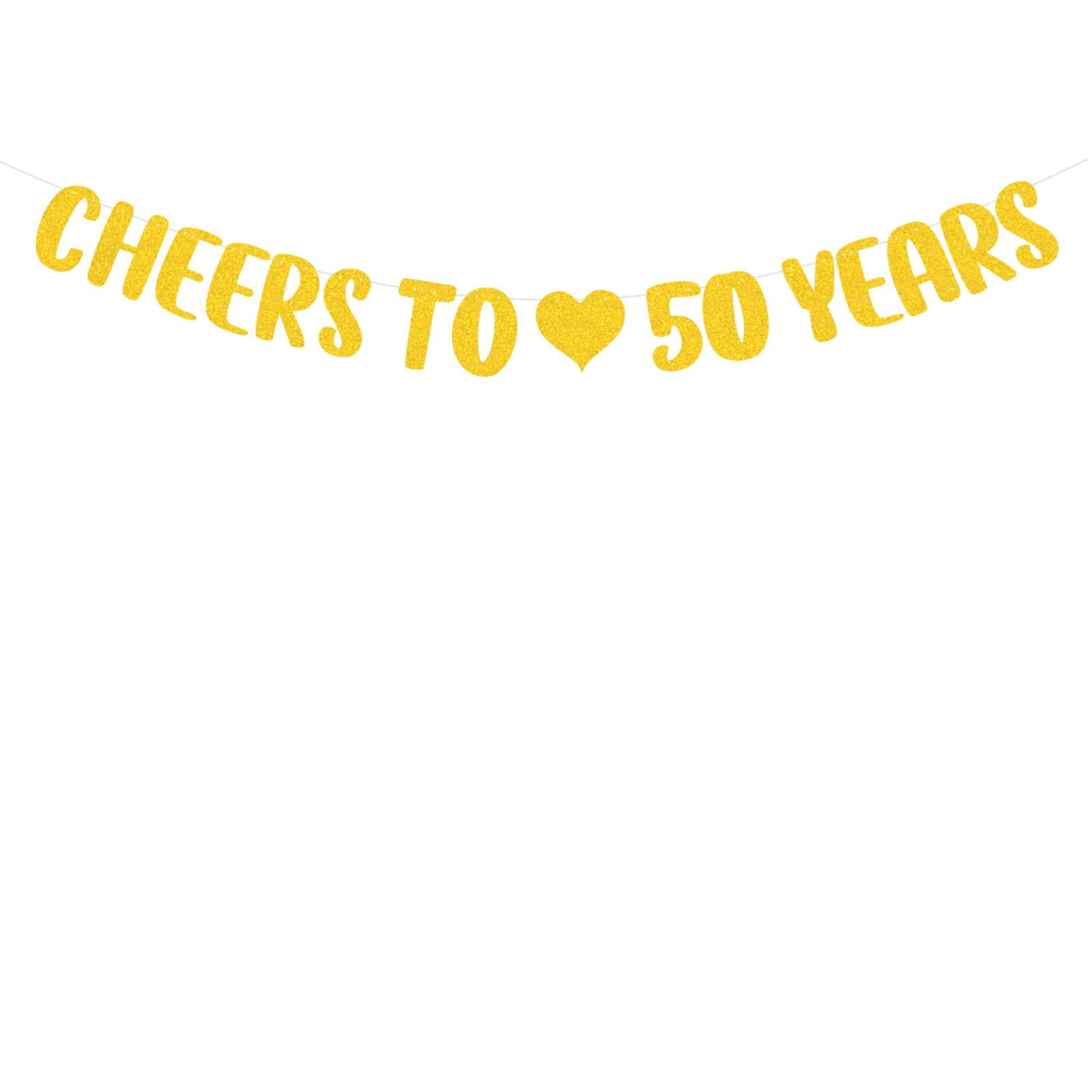bng-bng Cheers to 50 Years Gold Glitter Banner 50th Wedding Anniversary Happy 50th Birthday Bunting Party Decorations