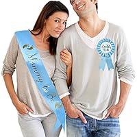 TTCOROCK Baby Shower Light Blue Sash Daddy to Be Tinplate Badge Combo Kit Baby Shower Party Gender Reveals Party Gifts (Light Blue)