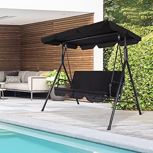 Patio Canopy Swing Chair 3Person,Outdoor Porch Swing Lounge Chair