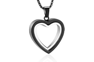 Zeqingjw Glass Cremation Jewelry Necklace for Ashes Heart Memorial Locket Stainless Steel Keepsake Urn Ashes Pendant