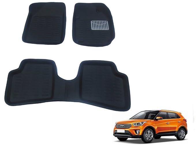 KOZDIKO 3D Foot Mats for Hyundai Creta (Black) Set of 3 Amazon.in Car