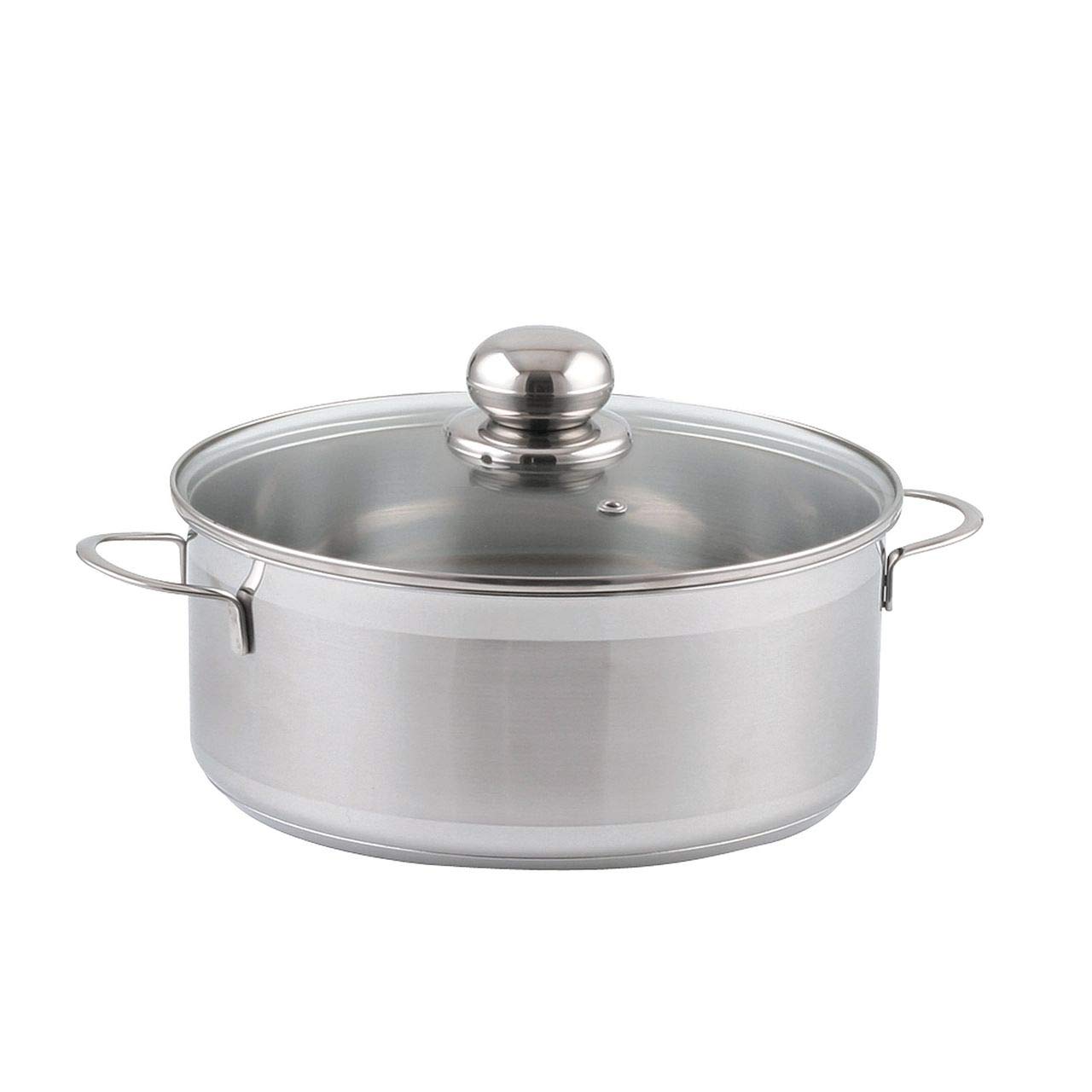 SSW Stolze Stahlwaren City Stewing Pot with Glass Lid, Stainless Steel, Diameter: 240 mm, 24 cm