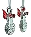 I Love You to the Moon and Back - Set of 2 Angel Ornaments with Red Hearts and Wings - I Luv You Gift