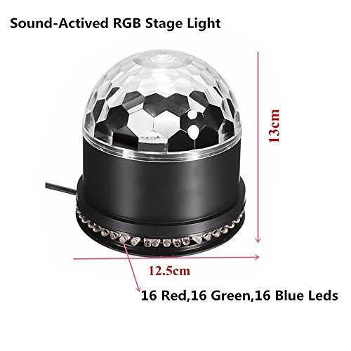 Disco Ball Party Light Sbolight Disco Lights RGB MP3 Crystal Magic Ball Sound Activated DJ Lights Mini Rotating Strobe Stage Lights with Remote Control for Home Party Gift Kids Birthday Dance Club Bar