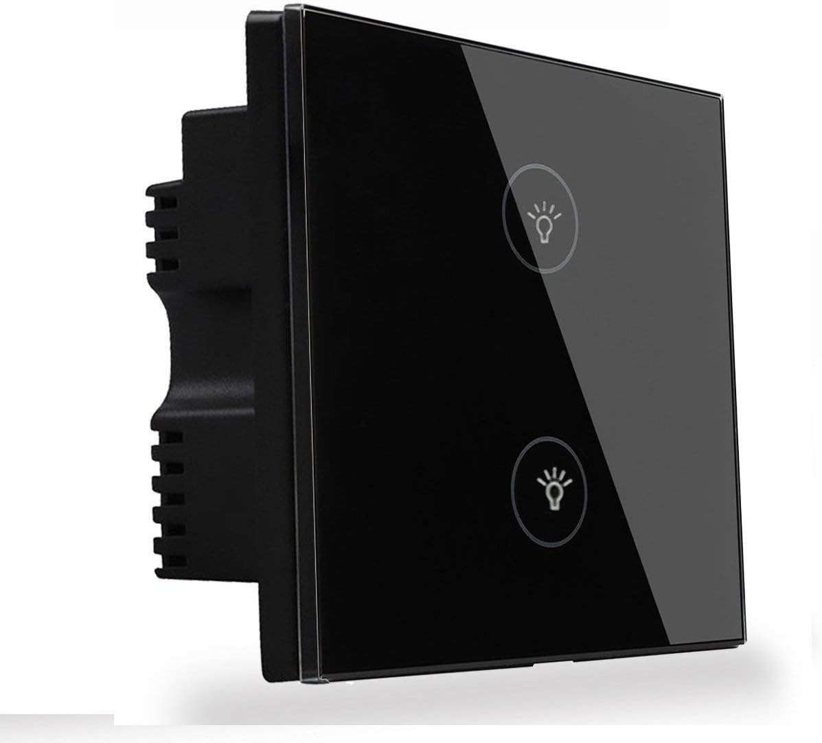 Kidult Smart WiFi Touch Switch Glass Panel, Supported Amazon Alexa, Google Home, iOS Android App (2 Gang, 1pcs, Black)