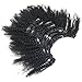 Luwigs 12 Inch Afro Kinky Curly 4B 4C Clip in Hair Extensions Natural Color 7Pcs/Set Brazilian Virgin Human Hair Clip Ins for Black African American Women