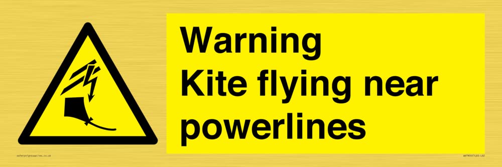 Warning Kite flying near powerlines Sign - 600x200mm - L62