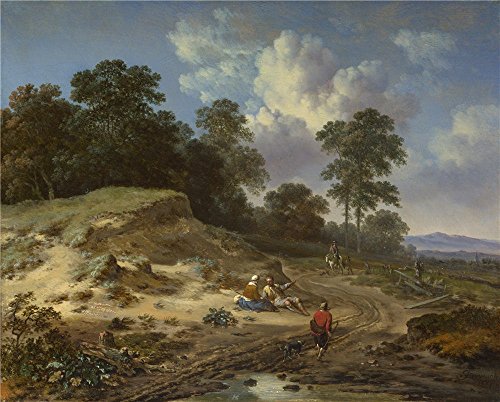 Oil Painting 'Jan Wijnants A Track By A Dune With Peasants And A Horseman' 12 x 15 inch / 30 x 38 cm , on High Definition HD canvas prints is for Gifts And Game Room, Gym And Study Room decor, huge