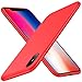 YRS iPhone X Case, Liquid Silicone Gel Rubber Matte Anti Scratch Minimalist Thin Ultra Slim Case Fit with Soft Microfiber Lining Shock Absorbing Comfort 3D Full Protective Cover for iPhone X 10 (Red)