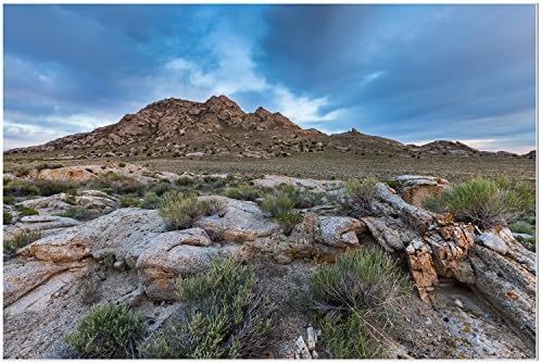 Utah Nature Photography 24x36 Inch Nature Art Print of a Desert Mountain at Sunet with Dramatic Clouds and Stunning Desert near Delta Utah | Exceptional Quality Art Poster Direct from the Artist