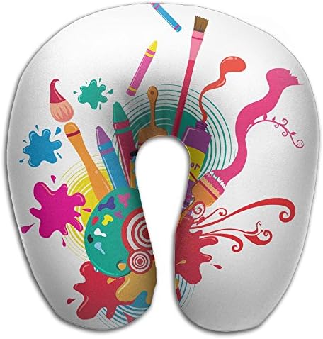 U Shape Neck Pillow U Type Travel Relax Pillow Soft Cervical Pillows Colourful Pen Brush Crayon Print Pillow