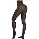 HeyUU Fleece Lined Tights Women, Fake Translucent Thick Thermal Pantyhose, Lightly Tummy Control Warm Tights for Winter