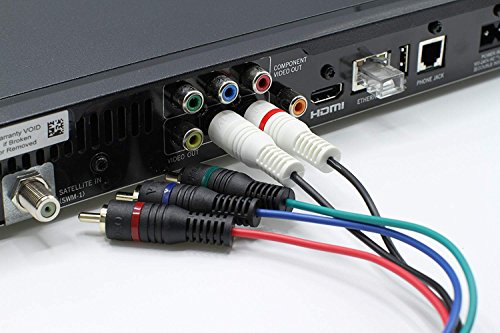 THE CIMPLE CO - Component and Composite Video Audio Cable – (3 Pack) Gold Plated 5 RCA Cables (12 ft Length) – Supports 480i, 480p, 720p and 1080i