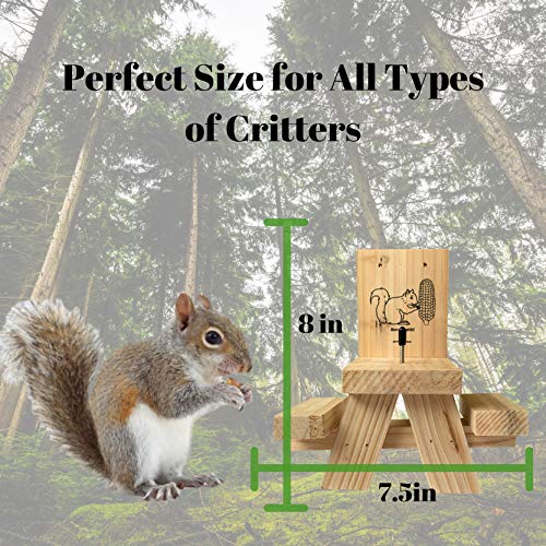 Outdoors Squirrel & Chipmunk Feeder | Corn on the Cob Picnic Table Holder | Funny & Entertaining | Made From Pine Wood for Outside Use & Great Aging | Simple Tree Installation Includes Screws