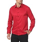 Lumilk Men's Long Sleeve Dress Shirts Stretch Wrinkle Free Button Down Shirt Business Wedding Formal Shirts Regular Fit