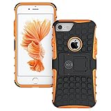 iPhone 8 Case, iPhone 7 Case Protective Cases (iPhone7 & iPhone8) Tough Rugged Shockproof Armorbox Dual Layer Hybrid Hard/Soft Slim Armor Phone Cover Case by Cable and Case - Orange Armor Case