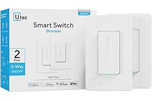 U-TEC Smart 3 Way Dimmer Switch, Smart WiFi Mesh Dimmable Light Switch Compatible with Alexa, Google Assistant and SmartThings, 2.4GHz Wi-Fi, FCC/ETL Certified, No Hub Required, 2 Pack
