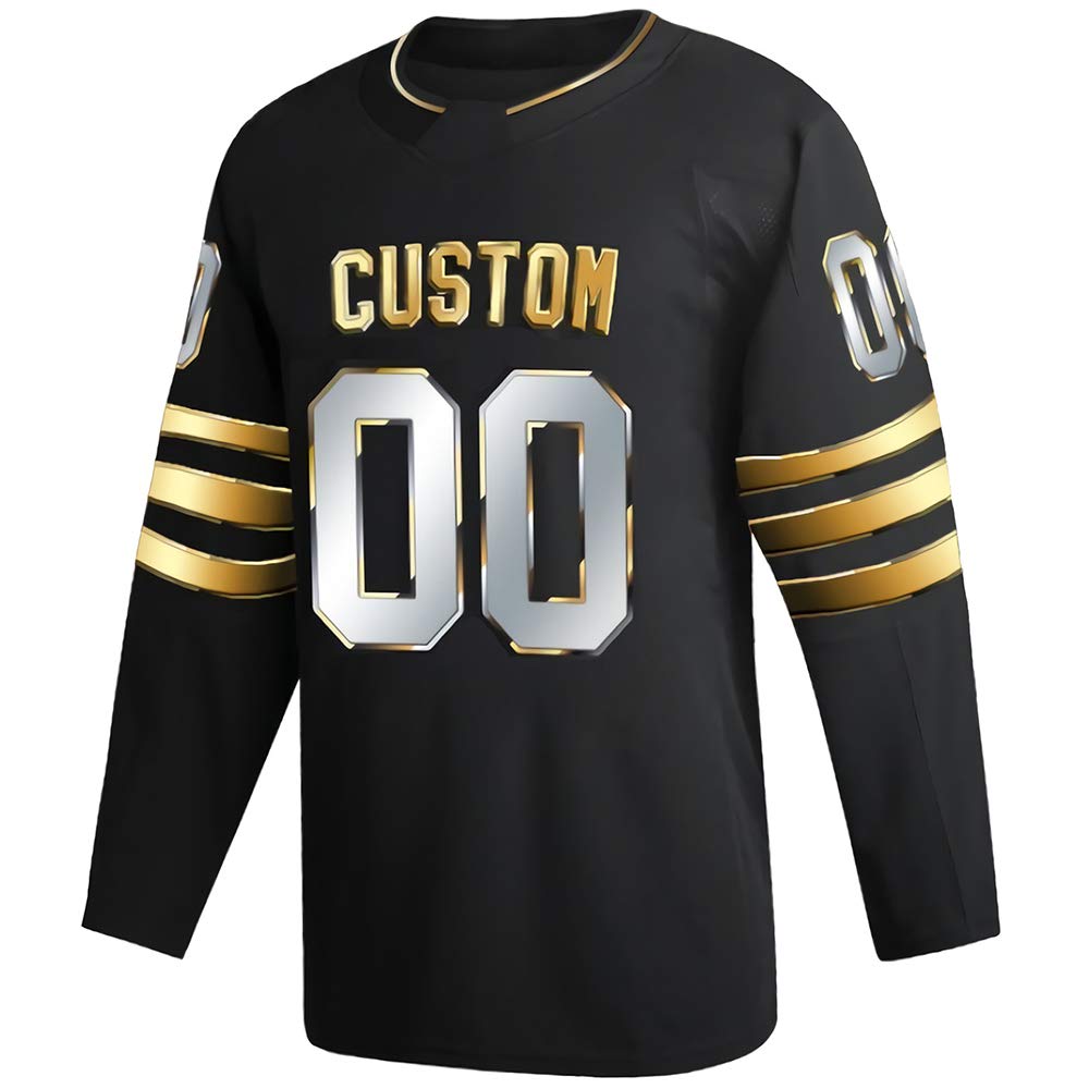 Pullonsy Black Customized Ice Hockey Jersey for Men
