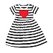 Baby Girls Kids Black White Striped Short Sleeve Cotton Dress One Piece