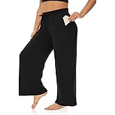 ZORBA Women's Plus Size Wide Leg Casual Palazzo Pants High Waist Yoga Comfy Loose Lounge Pants with Pockets Drawstring