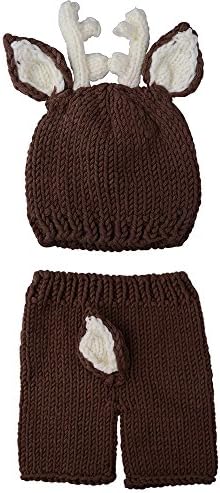 ISOCUTE Newborn Photography Props Baby Boy Girl Deer Crochet Knitted Outfits