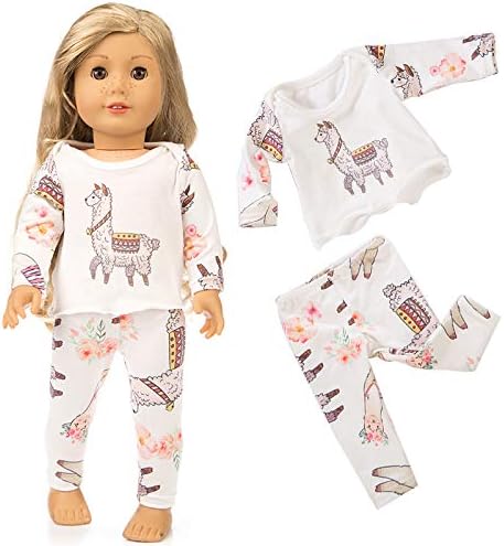 yijing 2PC/18 Inch Doll Clothes Pajamas Outfits for American 18 Inch Girl Doll Tops + Pants