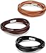 Besteel 3 PCS Men Leather Bracelet Wristband Long Around Bracelet Magnetic Clasp Wrist Cuffs Set