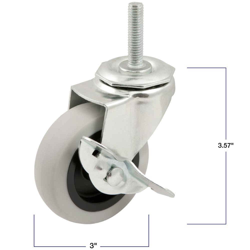 Heavy Duty TPR Rubber Caster Wheel With Swiveling Threaded Stem W