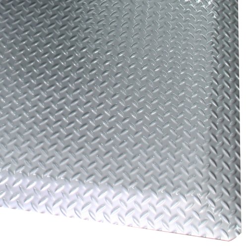 Rhino MatsDTB2436DS Diamond Plate Brite Anti-Fatigue Mat, 2' Width x 3' Length x 1" Thickness, Shiny Metallic