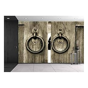 Ancient Wooden Gate - Removable Wall Mural | Self-Adhesive Large Wallpaper - 66x96 inches