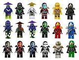 Sbolang Ninja Minifigures Set of 18,Ninjago Minifigures Kai Jay Sensei Wu Master Ghost Building Blocks Toys