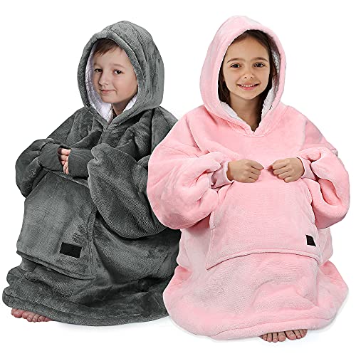 Catalonia Blanket Hoodie for Kids, Oversized Wearable Sherpa Sweatshirt