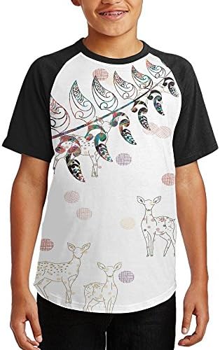 P0nh Shirt Maori Fern Boys and Girls Cute Raglan Short-Sleeve Shirts