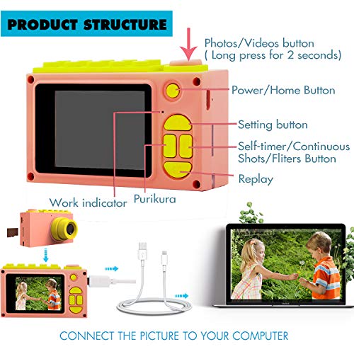 image for TURN RAISE Upgraded Version Kids Digital Camera, Mini 2 Inch Screen Ki
