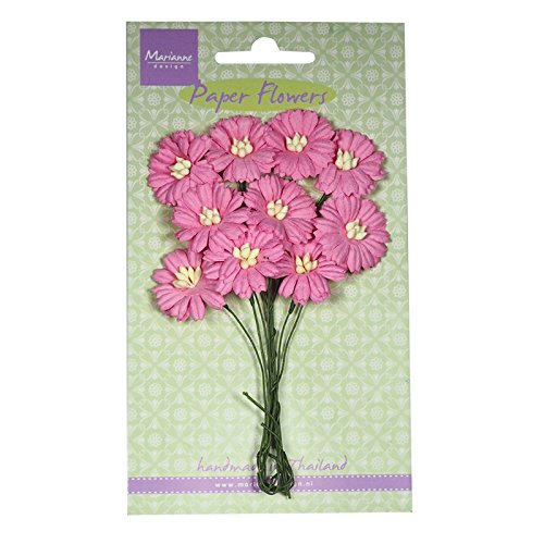 Marianne Design Hand Made Daisies Flowers Card Bright Pink
