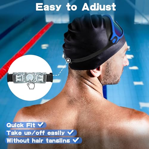 Adult Swim Goggles 2 Pack, Anti-Fog Pool Swimming Goggles with 180° Wide View, UV Protection Leakproof Goggles for Men Women Youth