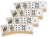 Da Vinci Set of 4 Curved Wooden Playing Card Holders in Natural Wood Finish (14 Inch)
