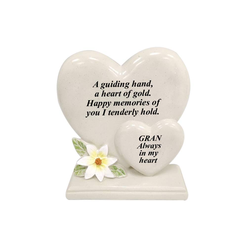Personalised Grave Ornament/Memorial Plaque with Double Hearts | Graveside Decoration Gift in the Loving Memory of your Loving Deceased Ones (Gran) — image 1