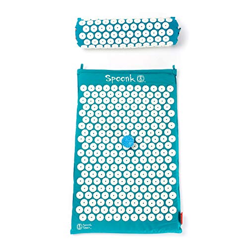 Spoonk Acupressure Eco Mat, Pagoda Blue - with Massage Ball, Travel Mat & Sling Bag - Back & Neck Massager - Travel…