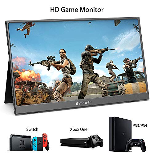 Bimawen 15.6 inch Portable Monitor 1920x1080 IPS Screen FHD Ultra-Thin Game Monitor with Detachable Kickstand Case-Type-C HDMI Port - External 5V/2A Power Supply-Compatible with Xbox Switch PC Laptop