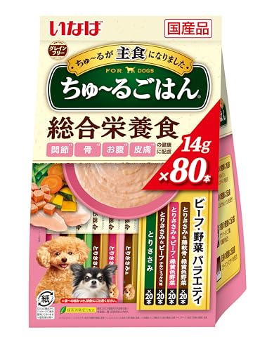いなば ちゅ~るごはん ビーフ・野菜バラエティ 総合栄養食 犬用 80本商品画像